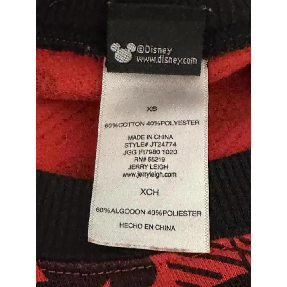 Disney Mickey Mouse casual athleisure red/black plaid sweatshirt Size XS - Picture 7 of 7